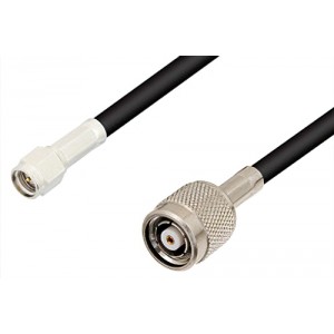 SMA Male to Reverse Polarity TNC Male Cable 12 Inch Length Using ET-RG223 Coax, RoHS