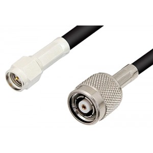 SMA Male to Reverse Polarity TNC Male Cable 12 Inch Length Using ET-RG58 Coax, RoHS