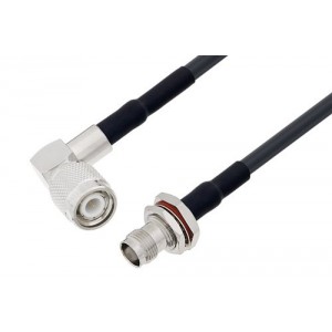 TNC Male Right Angle to TNC Female Bulkhead Cable 12 Inch Length Using ET38380 Coax with HeatShrink