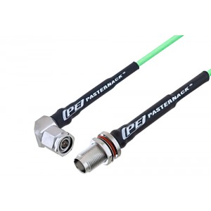 TNC Male Right Angle to TNC Female Bulkhead Low Loss Cable 12 Inch Length Using ET38352 Coax