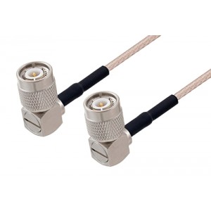 TNC Male Right Angle to TNC Male Right Angle Cable 12 Inch Length Using ET38399 Coax with HeatShrink