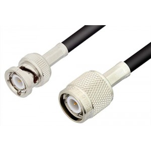 TNC Male to BNC Male Cable 12 Inch Length Using 53 Ohm ET-RG55 Coax