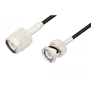 TNC Male to BNC Male Cable 12 Inch Length Using ET-RG174 Coax