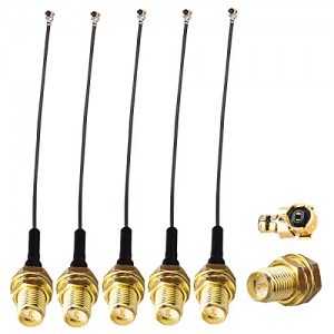 5 Pack 6inch IPX to RP SMA Female WiFi Antenna Pigtail 1.13mm IPX to RP-SMA Female Antenna Cable Bulkhead 15cm Cable