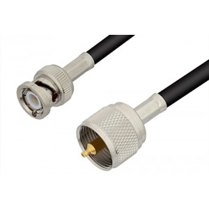 UHF Male to BNC Male Cable 12 Inch Length Using 53 Ohm ET-RG55 Coax