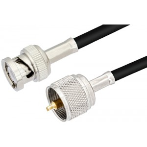 UHF Male to BNC Male Cable 12 Inch Length Using ET-C195 Coax