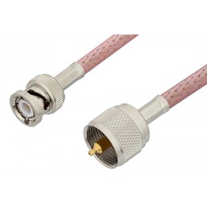 UHF Male to BNC Male Cable 12 Inch Length Using ET-RG142 Coax, RoHS