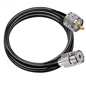 UHF PL259 Cable ET-RG58 6.6ft(2M) PL259 SO239 Male to Female Extension Cable Low Loss CB Coax Cable Black