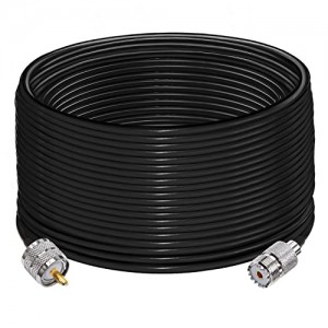 UHF PL259 Cable ET-RG58 65.6ft(20M) PL259 SO239 Male to Female Extension Cable Low Loss CB Black for Two Way Radio CB Radio Wireless LAN Devices