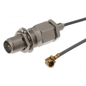 Reverse Polarity SMA Female Bulkhead to UMCX Plug Cable 3 Inch Length Using ET-RG178 Coax