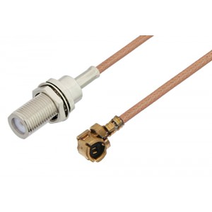 UMCX Plug to MCX Jack Bulkhead Cable 3 Inch Length Using ET-RG178 Coax