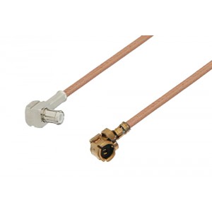 UMCX Plug to MCX Plug Right Angle Cable 3 Inch Length Using ET-RG178 Coax