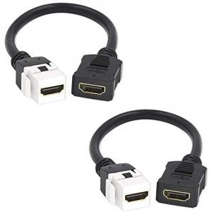 2-Pack HDMI Keystone Jack Adapter,HDMI Female to Female Pigtail Extension Cable Coupler Jack-6 Inch