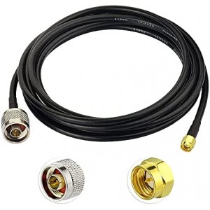 Low Loss N Male to SMA Male with Weatherproof Connectors ET-RG58 Cable（12feet,3.5M） for Celling Antenna