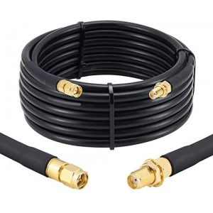 RF 15ft SMA Male to SMA Female Coax Cable, 50 Ohm Low Loss KMR240 SMA Connectors Pure Copper Coaxial Cable