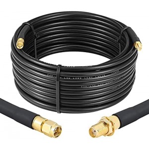 RF 35ft SMA Male to SMA Female Coax Cable 50 Ohm Low Loss KMR240 SMA Connectors Pure Copper Coaxial Cable