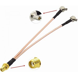 2PCS SMA Female to Dual TS9 Male 90degree Connector,4G LTE Antenna Adapter Splitter Cable (10cm)