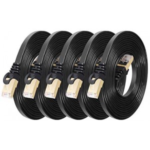 Cat 7 Ethernet Cable 10ft 5Pack Shielded (Highest Speed Cable) Flat Ethernet Patch Cables High Speed Internet Cable