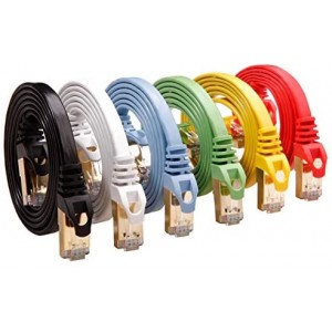 Cat 7 Shielded Ethernet Cable 5 ft 6 Pack (Highest Speed Cable) Cat7 Flat Ethernet Patch Cables Internet Cable