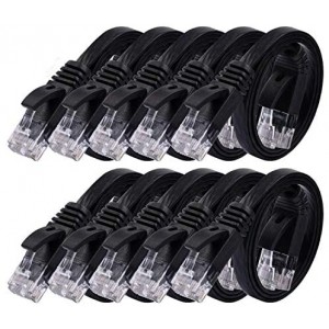 Cat 6 Ethernet Cable 1.5ft (10 Pack) (Cat5e Price Higher Bandwidth) Cat6 Patch Cable Short Black Cat6 with Snagless RJ45