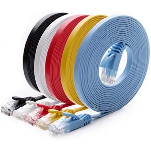 Cat 6 Ethernet Cable 10 ft (5 Pack) (Cat5e Price Higher Bandwidth) Cat6 Cable Flat Ethernet Patch Cables Short with RJ45