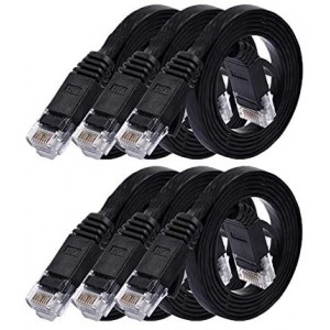 Cat 6 Ethernet Cable 3ft (6 Pack) (Cat5e Price Higher Bandwidth) Cat6 Patch Cable Short Black Cat6 with Snagless RJ45