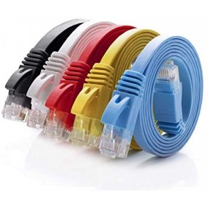 Cat 6 Ethernet Cable 5 ft (5 Pack)(at a Cat5e Price but Higher Bandwidth) Flat Cable Cat6 Ethernet Patch Cable Short Cat6 Computer Cable