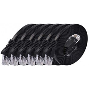 Cat 6 Ethernet Cable 5ft (6 Pack) (Cat5e Price Higher Bandwidth) Flat Internet Network LAN Cable with RJ45