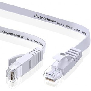 Cat 6 Ethernet Cable (Cat5e Price Higher Bandwidth) Cat6 Ethernet Cable Short White + Free Cable Clips and Straps (25ft)