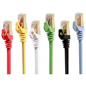 Cat 7 Ethernet Cable 1 ft 6 Pack (Highest Speed Cable) Cat7 Flat Shielded Ethernet Patch Cables Internet Cable