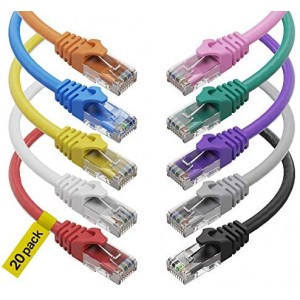 Cat6 Ethernet Cable (1.5 Feet) LAN, UTP Cat 6 RJ45, Network, Patch, Internet Cable - 20 Pack (1.5 ft)