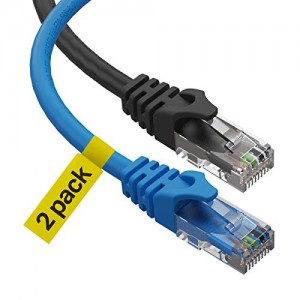 Cat6 Ethernet Cable, 20 Feet (2 Pack) LAN, UTP (6 Meters) Cat 6, RJ45, Network, Patch, Internet Cable - 20 ft