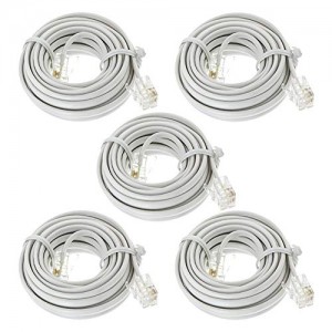 Rj11 6P4C Modular Telephone Extension Cable Phone Cord Line Wire 10ft Length - 5pcs