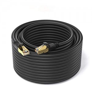 Ethernet Cable 100 ft Cat 8 Ethernet Cable Support Cat7/Cat5/Cat5e/Cat6/Cat6e 40Gbps 2000Mhz F/FTP LAN Wires with Gold RJ45