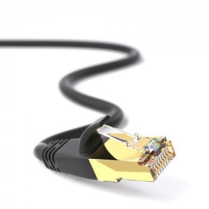 Network Cable Shielded Ethernet Cable Cat8 10 Feet (2 Pack) Gold RJ45 26AWG Cat8 Waterproof 40Gbps 2000Mhz S/FTP LAN Cables