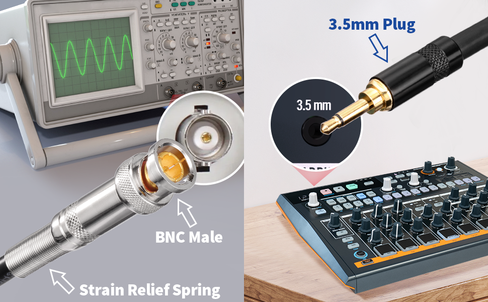 bnc male plug to 3.5mm mono cable