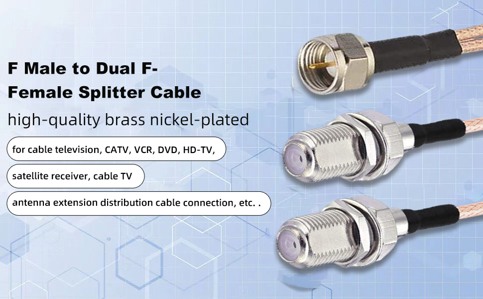 F Type Male to Dual F Female  Cable