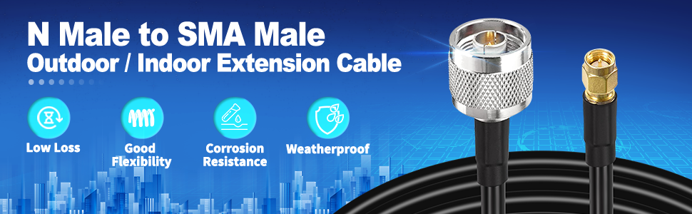 N Male to SMA Male outdoor/indoor extension Cable 